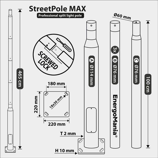 StreetPole MAX - 5m słup oświetleniowy