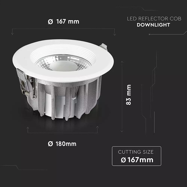 Okrągła oprawa sufitowa LED 20W DOWNLIGHT biała 2400lm VT-26201