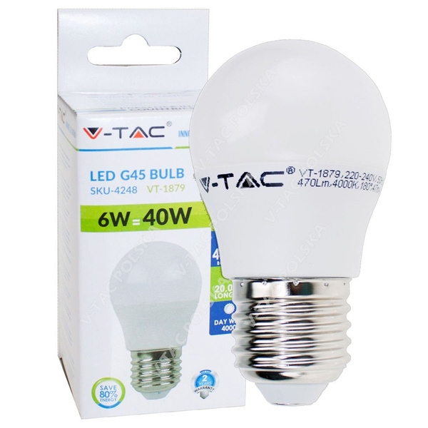 Żarówka LED G45 6W E27 470 lm Ø45 mm VT-1879