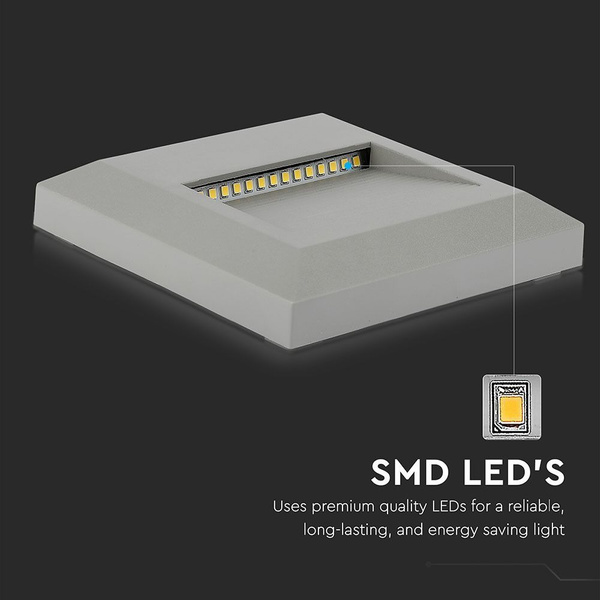 Natynkowa oprawa schodowa LED 2W SZARA IP65 VT-1152