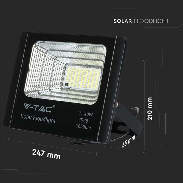 Solarny naświetlacz LED z panelem fotowoltaicznym 1650 lm VT-60W