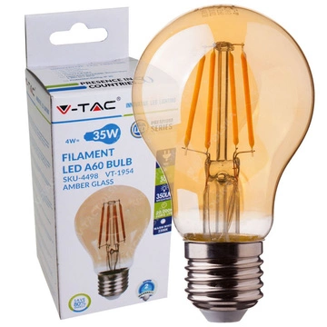 Żarówka AMBER LED 4W E27 A60 350lm FILAMEN VT-1954