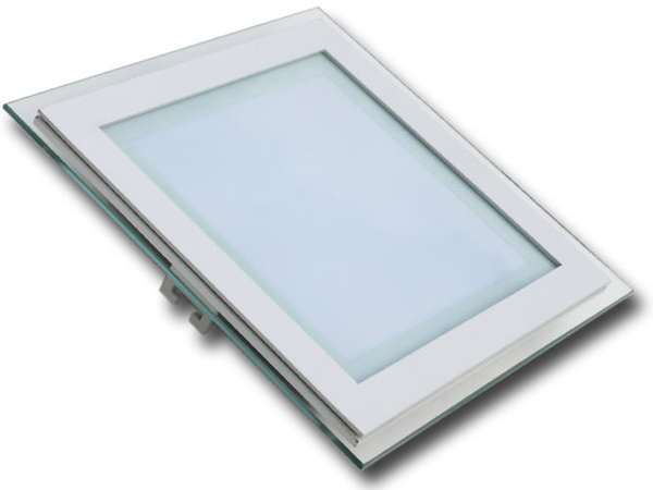 Szklany panel LED podtynkowy 18W 1260lm kwadrat VT-1881G SQ