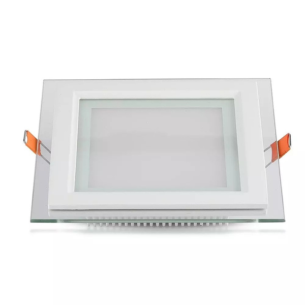 Szklany panel LED podtynkowy 6W 420lm kwadrat VT-602G SQ