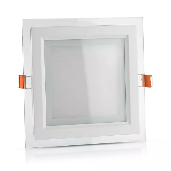 Szklany panel LED podtynkowy 6W 420lm kwadrat VT-602G SQ