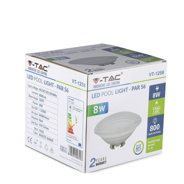 Basenowa żarówka LED 8W PAR56 12V IP68 VT-1258