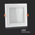 Szklany panel LED podtynkowy 18W 1260lm kwadrat VT-1881G SQ