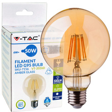 Żarówka LED G95 6W E27 500 lm FILAMENT AMBER 2200K VT-2026D