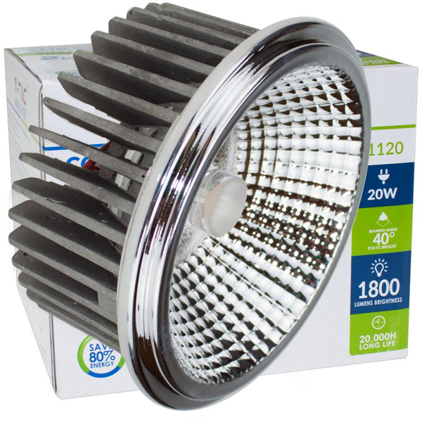 Żarówka halogenowa LED 20W AR111 20°/40° z zasilaczem VT-1121