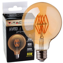 Żarówka AMBER LED 8W E27 G95 800lm FILAMEN VT-2019