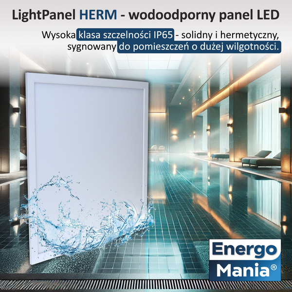 Wodoodporny panel LED LightPanel Herm 40W 4800 lm IP65 60x60