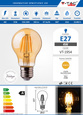 Żarówka AMBER LED 4W E27 A60 350lm FILAMEN VT-1954