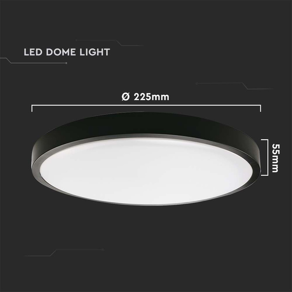 Natynkowy plafon LED 18W okrągły Ø22 cm VT-8618 czarny