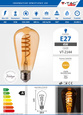 Żarówka LED ST64 4W FILAMENT AMBER SPIRAL 2200K VT-2144